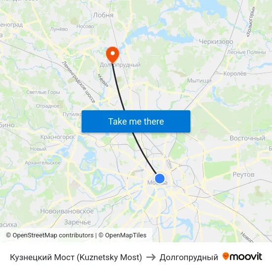 Кузнецкий Мост (Kuznetsky Most) to Долгопрудный map