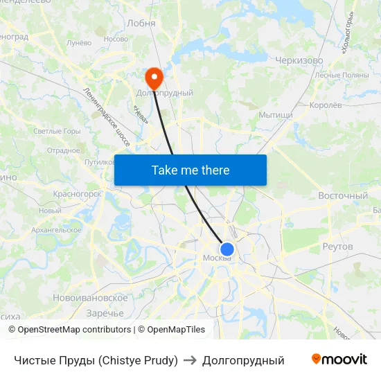 Чистые Пруды (Chistye Prudy) to Долгопрудный map