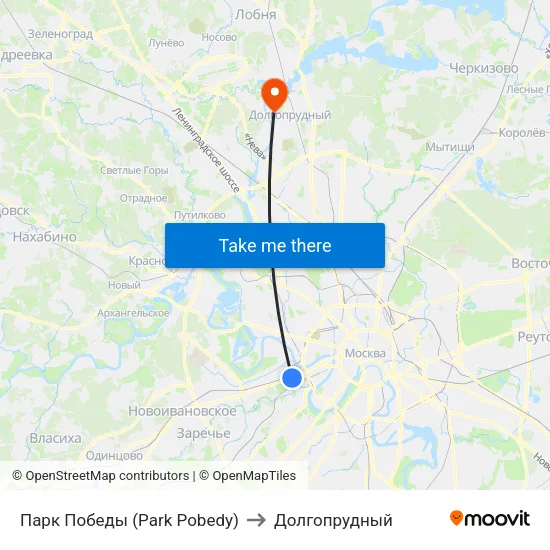 Парк Победы (Park Pobedy) to Долгопрудный map