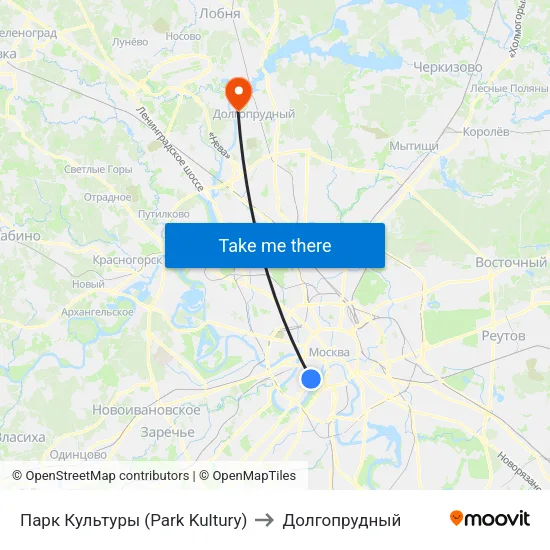 Парк Культуры (Park Kultury) to Долгопрудный map