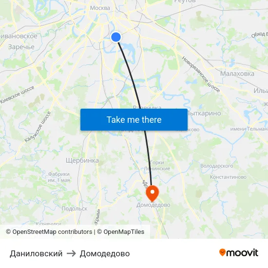 Даниловский to Домодедово map