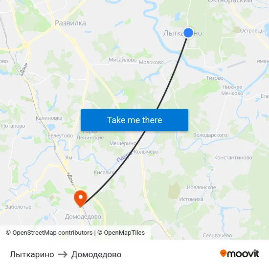 Лыткарино to Домодедово map