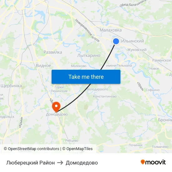 Люберецкий Район to Домодедово map