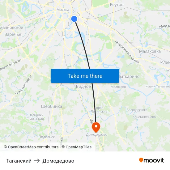 Таганский to Домодедово map