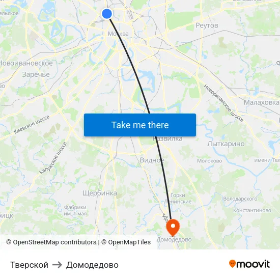 Тверской to Домодедово map