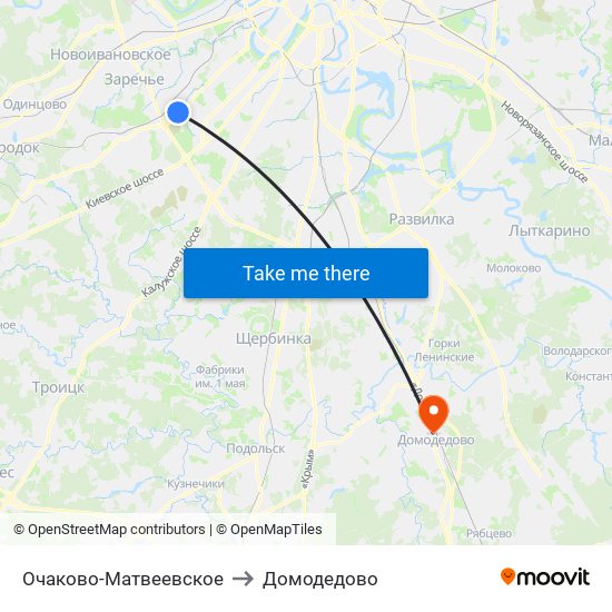 Очаково-Матвеевское to Домодедово map