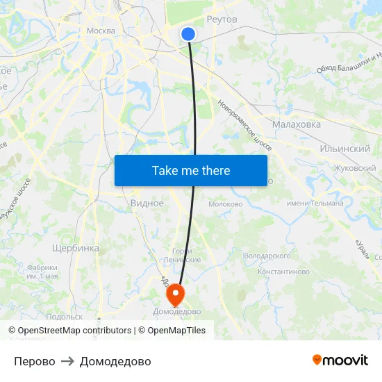 Перово to Домодедово map