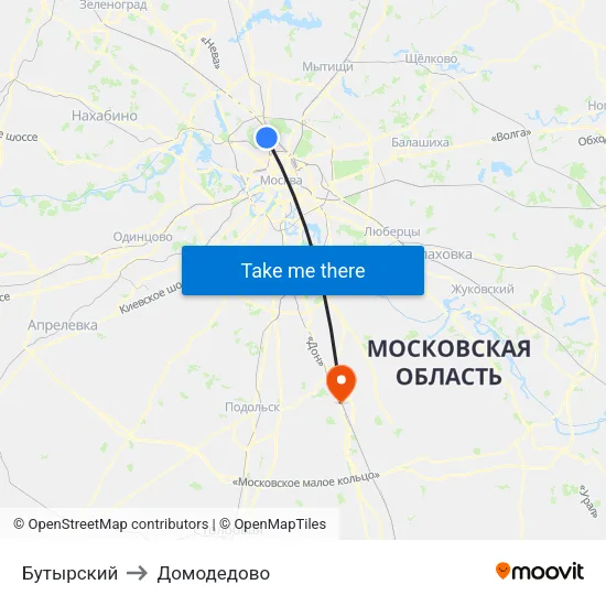 Бутырский to Домодедово map