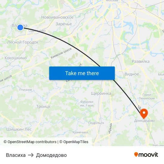 Власиха to Домодедово map