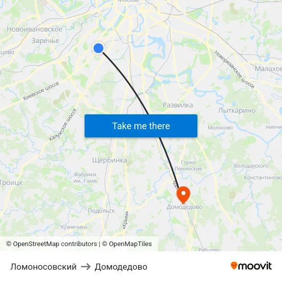 Ломоносовский to Домодедово map