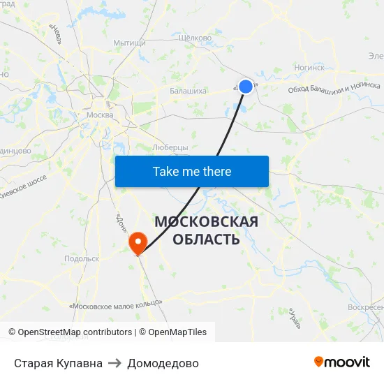 Старая Купавна to Домодедово map