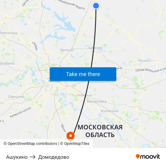 Ашукино to Домодедово map