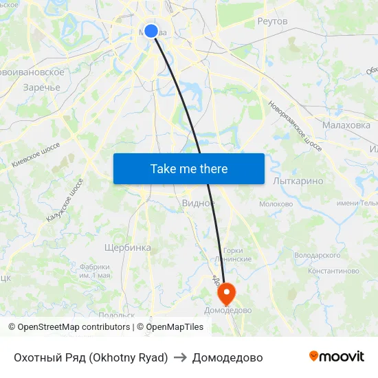 Охотный Ряд (Okhotny Ryad) to Домодедово map