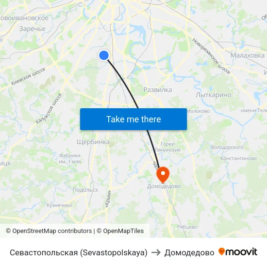 Севастопольская (Sevastopolskaya) to Домодедово map