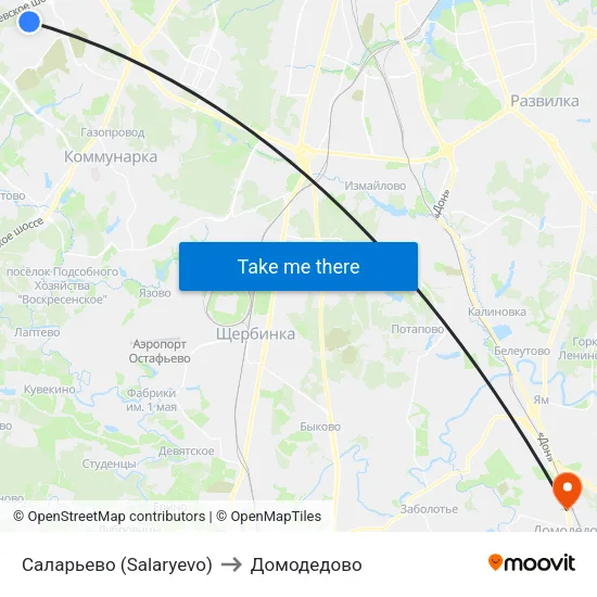 Саларьево (Salaryevo) to Домодедово map