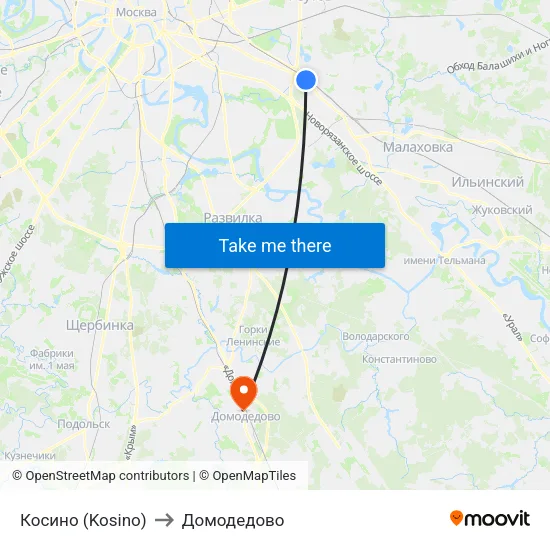 Косино (Kosino) to Домодедово map