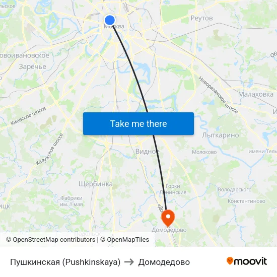 Пушкинская (Pushkinskaya) to Домодедово map