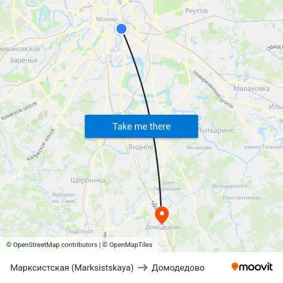 Марксистская (Marksistskaya) to Домодедово map