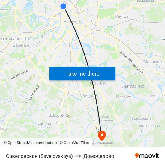 Савеловская (Savelovskaya) to Домодедово map