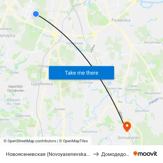 Новоясеневская (Novoyasenevskaya) to Домодедово map