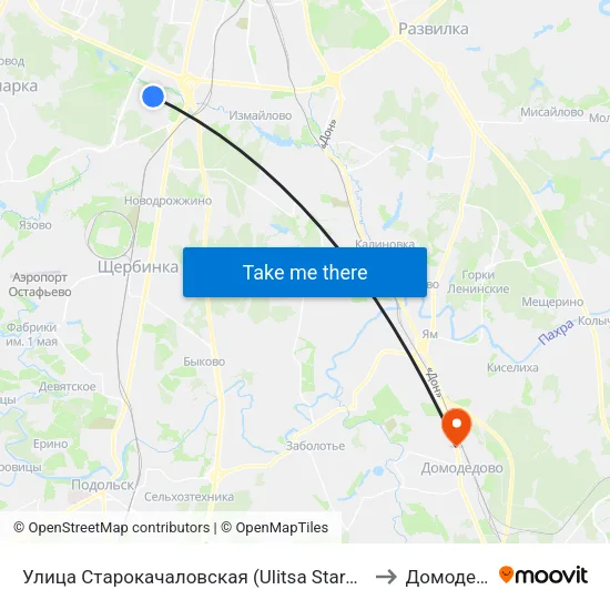 Улица Старокачаловская (Ulitsa Starokachalovskaya) to Домодедово map