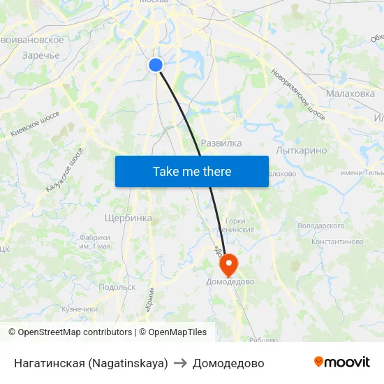 Нагатинская (Nagatinskaya) to Домодедово map