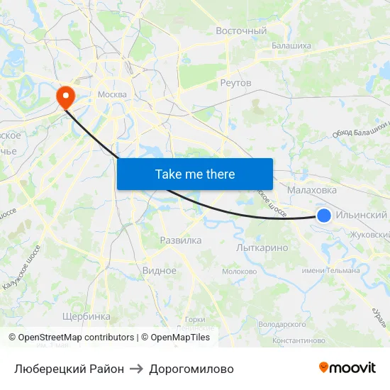 Люберецкий Район to Дорогомилово map
