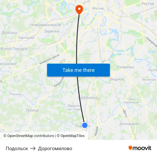 Подольск to Дорогомилово map