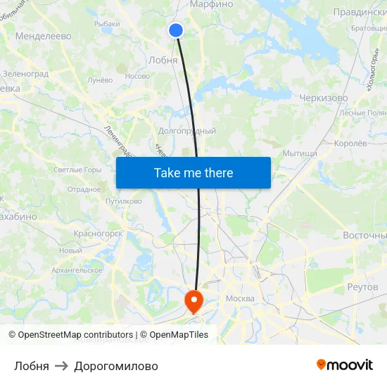 Лобня to Дорогомилово map