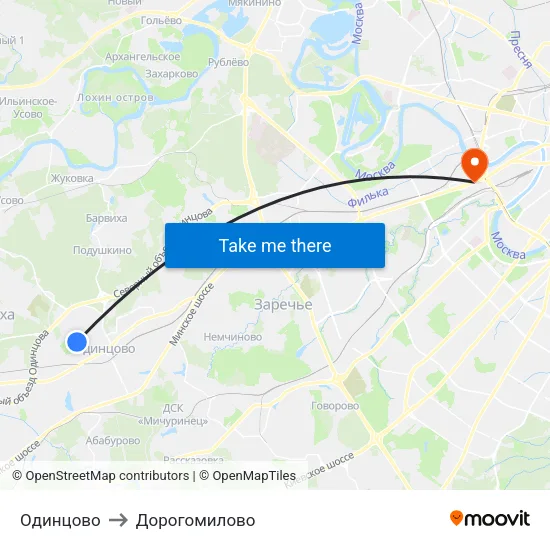 Одинцово to Дорогомилово map