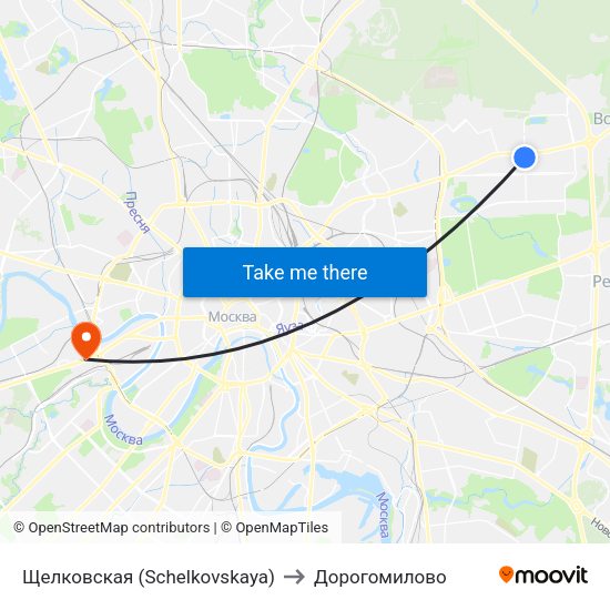 Щелковская (Schelkovskaya) to Дорогомилово map