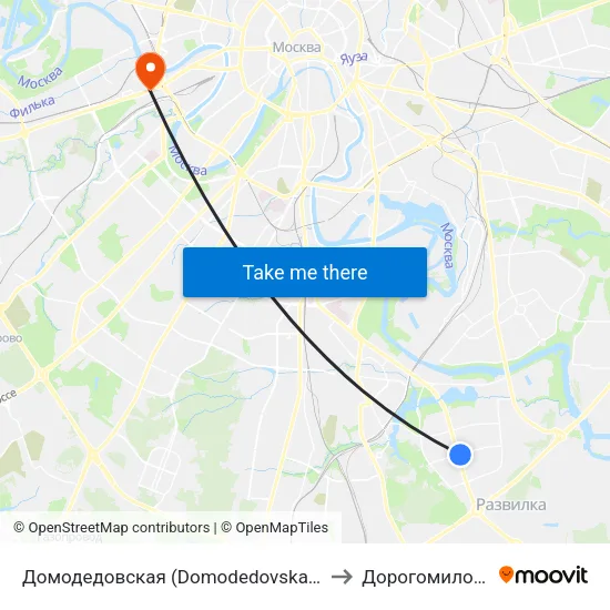Домодедовская (Domodedovskaya) to Дорогомилово map