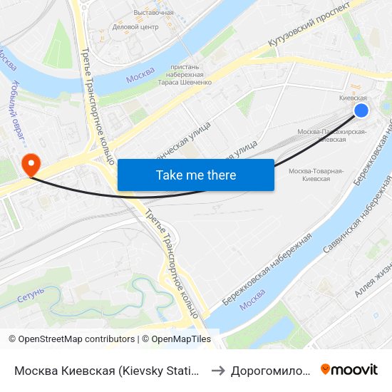 Москва Киевская (Kievsky Station) to Дорогомилово map