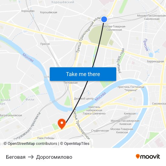 Беговая to Дорогомилово map