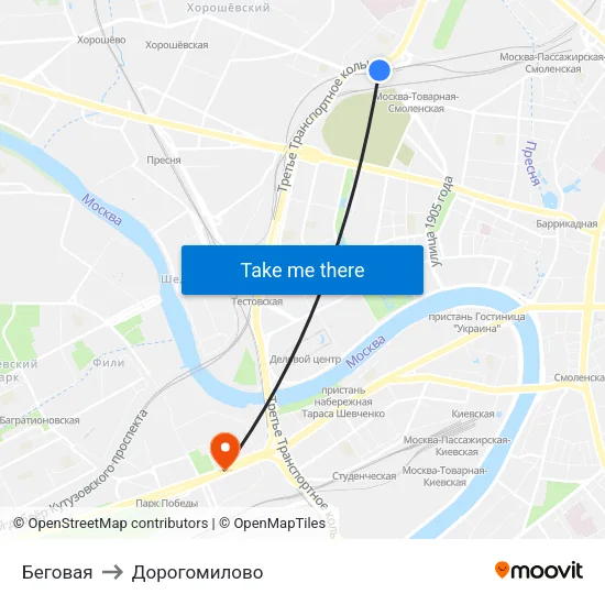 Беговая to Дорогомилово map