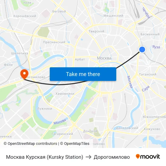 Москва Курская (Kursky Station) to Дорогомилово map
