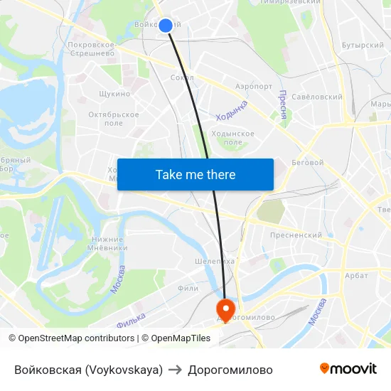 Войковская (Voykovskaya) to Дорогомилово map