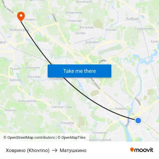 Ховрино (Khovrino) to Матушкино map