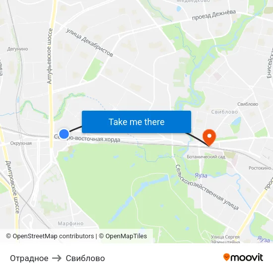 Отрадное to Свиблово map