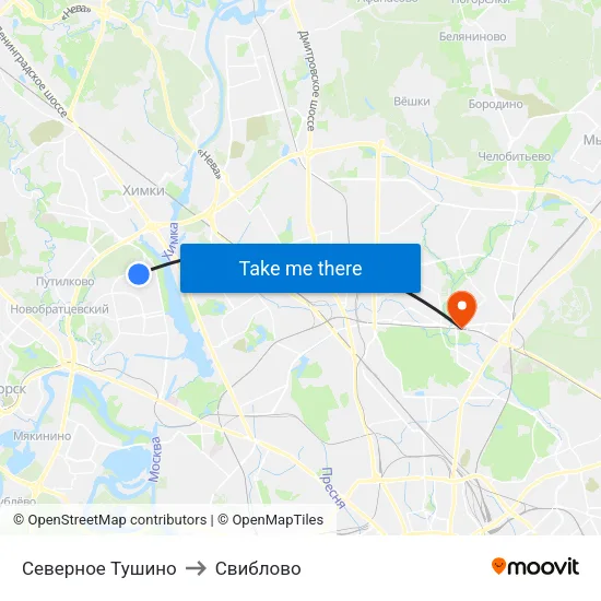 Северное Тушино to Свиблово map