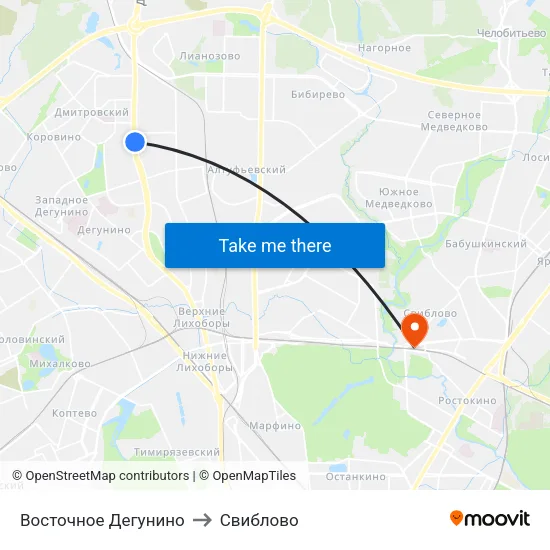 Восточное Дегунино to Свиблово map