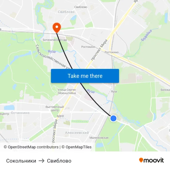 Сокольники to Свиблово map