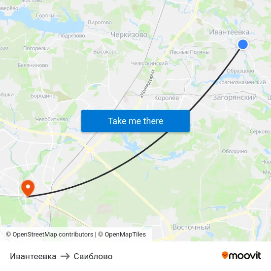 Ивантеевка to Свиблово map