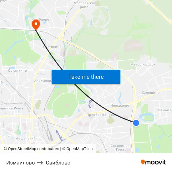 Измайлово to Свиблово map