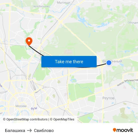 Балашиха to Свиблово map