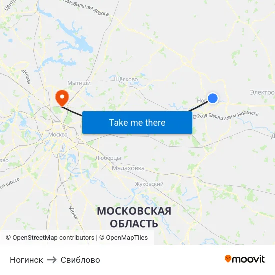 Ногинск to Свиблово map