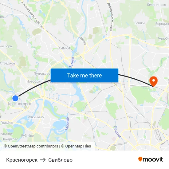 Красногорск to Свиблово map