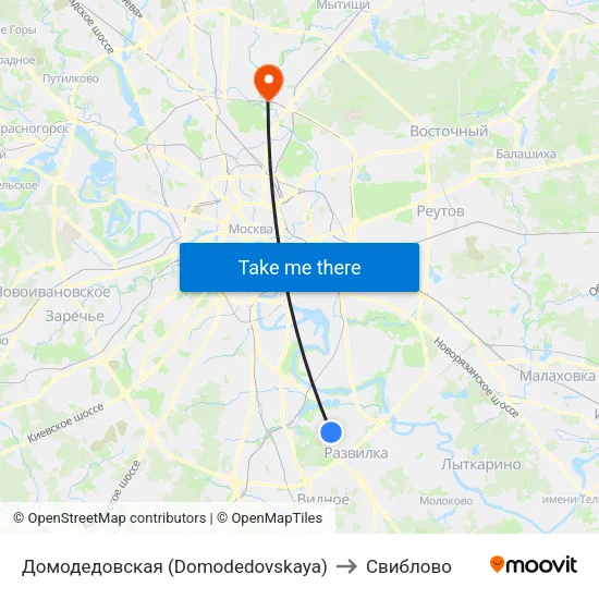 Домодедовская (Domodedovskaya) to Свиблово map