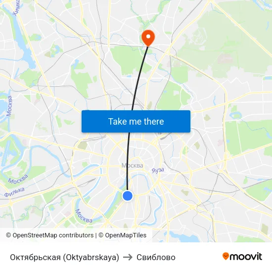 Октябрьская (Oktyabrskaya) to Свиблово map