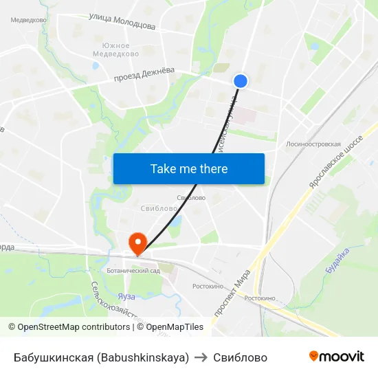 Бабушкинская (Babushkinskaya) to Свиблово map